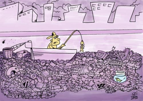 Cartoon: trash sea (medium) by izidro tagged eco
