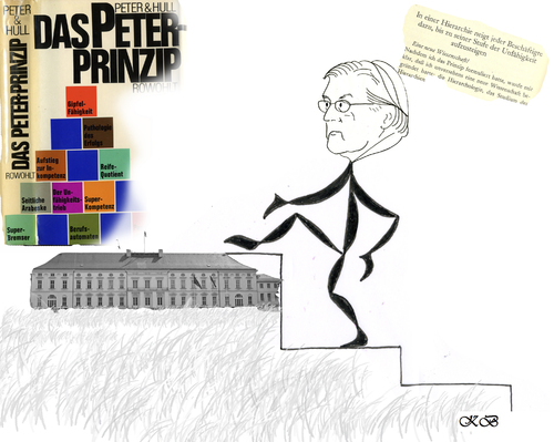 Cartoon: Das Peter Prinzip wirkt (medium) by menschenskindergarten tagged bundespräsident,steinmeier,wahl