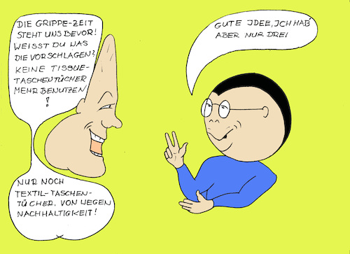 Cartoon: Nachhaltigkeit ohne Tissue (medium) by menschenskindergarten tagged nachhaltigkeit,ressourcenverbrauch,klimabilanz,umwelt