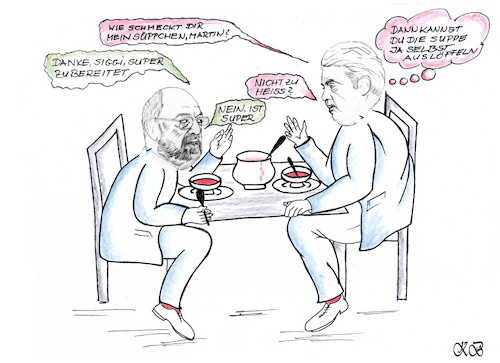 Cartoon: Replacement Schulz (medium) by menschenskindergarten tagged kanzlerkandidat,schulz,außenminister,gabriel
