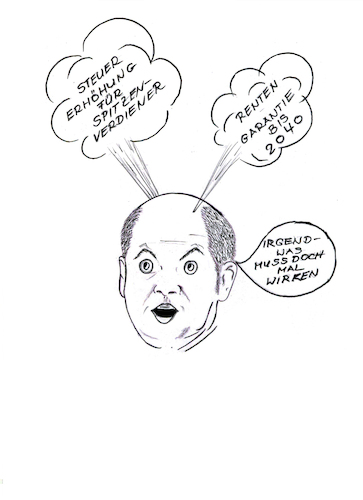 Cartoon: Scholzens kognitive Flatulenzen (medium) by menschenskindergarten tagged spd,kanzlerkandidat,finanzminister,volkspartei