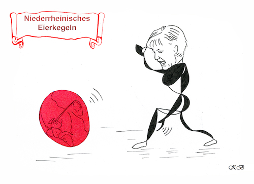 Cartoon: Traditionelles Eierkegeln (medium) by menschenskindergarten tagged cdu,merkel,spd,schulz