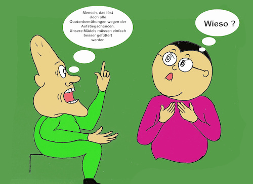 Cartoon: Quotenregelung ade (medium) by menschenskindergarten tagged quotenregelung,frauenquote,grüne,groko,spd,chancengleichheit