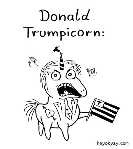 Cartoon: Donald Trumpicorn (medium) by heyokyay tagged donald,trump,unicorn,donaldtrump,heyokyay