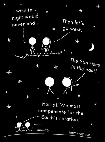 Cartoon: Summer night (medium) by heyokyay tagged night,summer,stars,sun,universe,sunrise,romance,love,heyokyay