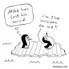 Cartoon: Penguin psychosis (small) by heyokyay tagged penguin,psychosis,unicorn,funny,cartoon,heyokyay