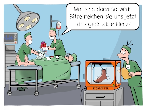 Cartoon: Bioprinting (medium) by Cloud Science tagged bioprinter,bioprinting,3ddrucker,3ddruck,3d,organe,gesundheit,medizin,chirurgie,operation,gewebe,nachwachsen,züchten,ehealth,herz,op,arzt,arztcartoon,gesundheitssektor,tech,technik,technologie,labor,digital,digitalisierung,zukunft,revolution,zelle,bioprinter,bioprinting,3ddrucker,3ddruck,3d,organe,gesundheit,medizin,chirurgie,operation,gewebe,nachwachsen,züchten,ehealth,herz,op,arzt,arztcartoon,gesundheitssektor,tech,technik,technologie,labor,digital,digitalisierung,zukunft,revolution,zelle