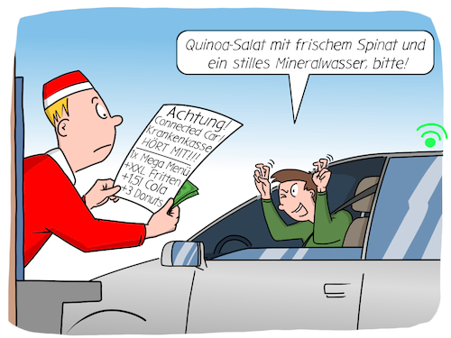 Cartoon: Connected Car (medium) by Cloud Science tagged auto,vernetzung,daten,datenschutz,digital,digitalisierung,fast,food,drive,in,technologie,ueberwachung,abhoehren,krankenkasse,ki,cloud,sensoren,iot,fahrzeug,intelligenz,tech,versicherung,versicherungsbeitrag,insuretech,fint,beiträge,cartoon,moeller,auto,vernetzung,daten,datenschutz,digital,digitalisierung,fast,food,drive,in,technologie,ueberwachung,abhoehren,krankenkasse,ki,cloud,sensoren,iot,fahrzeug,intelligenz,tech,versicherung,versicherungsbeitrag,insuretech,fint,beiträge,cartoon,moeller