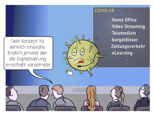 Cartoon: Coronavirus Digitalisierung (medium) by Cloud Science tagged corona,coronavirus,covid19,digitalisierung,digital,digitale,transformation,tech,technik,technologie,zukunft,innovativ,innovation,spreaker,ehealth,telemedizin,video,streaming,home,office,bargeldloser,zahlungsverkehr,mobilität,wirtschaft,corona,coronavirus,covid19,digitalisierung,digital,digitale,transformation,tech,technik,technologie,zukunft,innovativ,innovation,spreaker,ehealth,telemedizin,video,streaming,home,office,bargeldloser,zahlungsverkehr,mobilität,wirtschaft