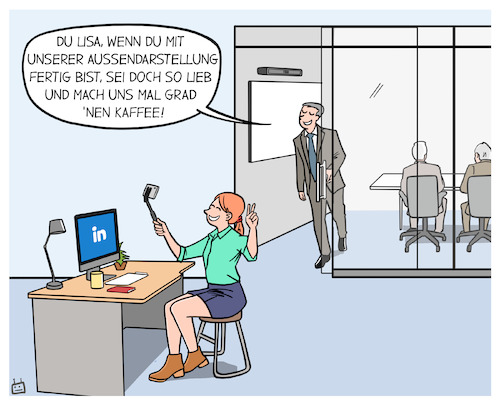 Cartoon: Corporate Influencer (medium) by Cloud Science tagged corporate,influencer,aussendarstellung,gleichberechtigung,männer,frauen,diskriminierung,chancengleichheit,diversity,wandel,ungleichheit,alte,management,job,personal,branding,führung,linkedin,social,media,marke,brand,marketing,corporate,influencer,aussendarstellung,gleichberechtigung,männer,frauen,diskriminierung,chancengleichheit,diversity,wandel,ungleichheit,alte,management,job,personal,branding,führung,linkedin,social,media,marke,brand,marketing