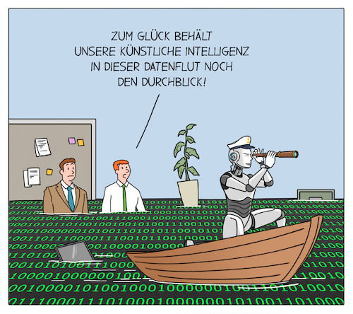 Cartoon: Datenflut (medium) by Cloud Science tagged ki,künstliche,intelligenz,datenmanagement,datenflut,big,data,roboter,digitalisierung,technologie,it,ki,künstliche,intelligenz,datenmanagement,datenflut,big,data,roboter,digitalisierung,technologie,it