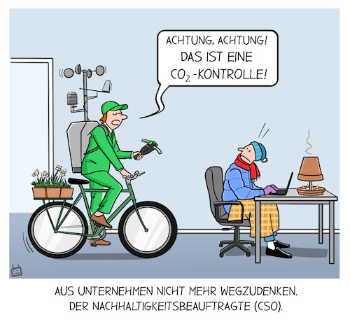 Cartoon: Der Nachhaltigkeitsbeauftragte (medium) by Cloud Science tagged chief,sustainability,co2,officer,nachhaltigkeitsbeauftragter,cso,nachhaltigkeit,umwelt,grün,chief,sustainability,co2,officer,nachhaltigkeitsbeauftragter,cso,nachhaltigkeit,umwelt,grün