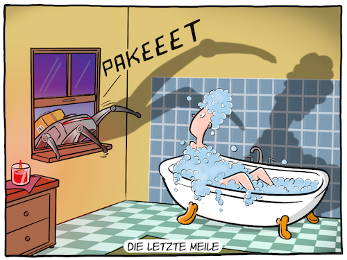 Cartoon: Die letzte Meile (medium) by Cloud Science tagged lieferroboter,roboter,letzte,meile,transport,logistik,mobilitaet,paket,paketdienst,zustellung,zusteller,lieferung,digitalisierung,digital,tech,technologie,autonom,ki,it,zukunft,future,prognose,innovation,disruption,vernetzung,horror,grusel,mobil,amazon,robotik,ces,handel,retail,lieferroboter,roboter,letzte,meile,transport,logistik,mobilitaet,paket,paketdienst,zustellung,zusteller,lieferung,digitalisierung,digital,tech,technologie,autonom,ki,it,zukunft,future,prognose,innovation,disruption,vernetzung,horror,grusel,mobil,amazon,robotik,ces,handel,retail