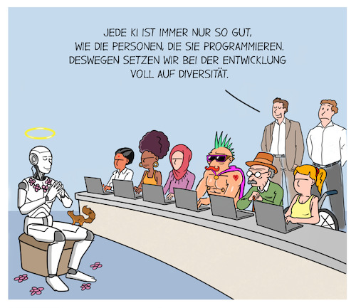 Cartoon: Diversität (medium) by Cloud Science tagged ki,künstliche,intelligenz,gender,proud,diversität,diversity,new,work,agil,agilität,ethik,programmieren,algorithmen,daten,rassismus,vielfalt,it,tech,technik,technologie,digitalisierung,ki,künstliche,intelligenz,gender,proud,diversität,diversity,new,work,agil,agilität,ethik,programmieren,algorithmen,daten,rassismus,vielfalt,it,tech,technik,technologie,digitalisierung