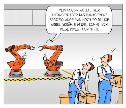 Cartoon: Hürden der Automatisierung (medium) by Cloud Science tagged automatisierung,automation,industrie40,roboter,fabrik,zukunft,niedriglohn,technologie,robotik,digitalisierung,arbeit,kuka,investition,automatisierung,automation,industrie40,roboter,fabrik,zukunft,niedriglohn,technologie,robotik,digitalisierung,arbeit,kuka