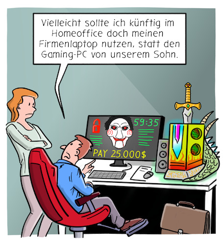 Cartoon: IT Sicherheit im Homeoffice (medium) by Cloud Science tagged homeoffice,itsicherheit,sicherheit,itsecurity,datensicherheit,datenschutz,daten,ransomware,encrypted,entführung,trojaner,virus,jiggsaw,gamingpc,pc,rechner,byod,bring,your,own,device,arbeit,arbeiten,newwork,arbeit40,digitalisierung,digital,tech,technik,technologie,erpressung,verschlüsselung,lösegeld,forderung,business,laptop,internet,vpn,remote,homeoffice,itsicherheit,sicherheit,itsecurity,datensicherheit,datenschutz,daten,ransomware,encrypted,entführung,trojaner,virus,jiggsaw,gamingpc,pc,rechner,byod,bring,your,own,device,arbeit,arbeiten,newwork,arbeit40,digitalisierung,digital,tech,technik,technologie,erpressung,verschlüsselung,lösegeld,forderung,business,laptop,internet,vpn,remote