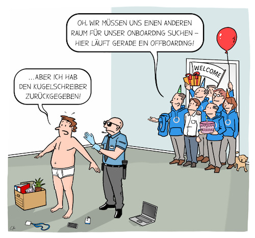 Cartoon: Onboarding (medium) by Cloud Science tagged hr,personal,kündigung,onboarding,offboarding,personalabteilung,arbeitsrecht,employerbranding,employeeexperience,willkommenskultur,abschiedskultur,mitarbeiterreise,arbeitswelt,businesscartoon,bürohumor,büro,office,work,newwork,hr,personal,kündigung,onboarding,offboarding,personalabteilung,arbeitsrecht,employerbranding,employeeexperience,willkommenskultur,abschiedskultur,mitarbeiterreise,arbeitswelt,businesscartoon,bürohumor,büro,office,work,newwork