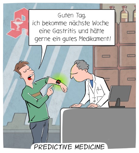 Cartoon: Predictive Medicine (medium) by Cloud Science tagged predictive,medicine,medizin,ki,wearable,ehealth,gesundheit,gesundheitssystem,apotheke,arzt,behandlung,medikament,rezept,verschreibungspflichtig,smartwatch,digital,digitalisierung,tech,technik,technologie,vernetzung,telemedizin,tracker,fitnesstracker,gadget,gesundheitsapp,digitalhealth,predictive,medicine,medizin,ki,wearable,ehealth,gesundheit,gesundheitssystem,apotheke,arzt,behandlung,medikament,rezept,verschreibungspflichtig,smartwatch,digital,digitalisierung,tech,technik,technologie,vernetzung,telemedizin,tracker,fitnesstracker,gadget,gesundheitsapp,digitalhealth