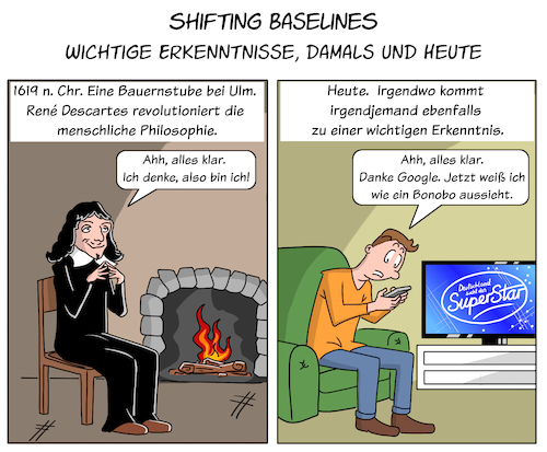 Cartoon: Shifting Baselines (medium) by Cloud Science tagged philiosophie,ethik,gesellschaft,google,smartphone,smart,digitalisierung,digital,tech,technologie,informationen,surfen,gehirn,denken,neuro,fragen,lifestyle,bonobo,suchmaschine,daten,moeller,illustration,cartoon,philiosophie,ethik,gesellschaft,google,smartphone,smart,digitalisierung,digital,tech,technologie,informationen,surfen,gehirn,denken,neuro,fragen,lifestyle,bonobo,suchmaschine,daten,moeller,illustration,cartoon