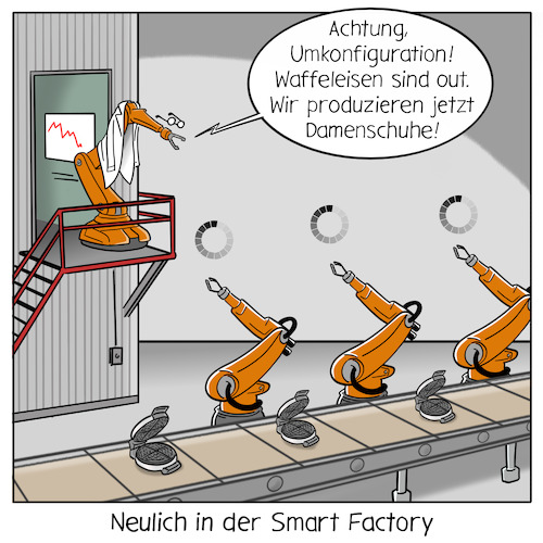 Cartoon: Smart Factory (medium) by Cloud Science tagged smart,factory,fabrik,intelligente,zukunft,vernetzung,automatisierung,roboter,iot,digitalisierung,digital,robotik,produktion,fliessband,autonom,kuka,industrieroboter,industrie40,tech,technik,technologie,wirtschaft,it,computer,konfiguration,umrüsten,losgröße,logistik,herstellung,innovation,kommunikation,smart,factory,fabrik,intelligente,zukunft,vernetzung,automatisierung,roboter,iot,digitalisierung,digital,robotik,produktion,fliessband,autonom,kuka,industrieroboter,industrie40,tech,technik,technologie,wirtschaft,it,computer,konfiguration,umrüsten,losgröße,logistik,herstellung,innovation,kommunikation