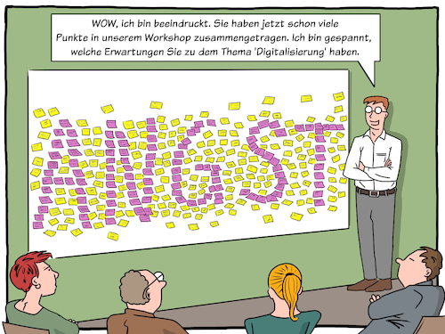 Cartoon: Workshop Digitalisierung (medium) by Cloud Science tagged lean,post,it,management,scrum,agil,agilitaet,mitarbeiter,workshop,digitalisierung,unternehmen,business,meeting,brainstorming,methode,werkzeug,prozess,digital,tech,disruption,moderator,technologie,tranformation,daten,gewerkschaft,arbeitnehmer,illustration,moeller,cartoon,lean,post,it,management,scrum,agil,agilitaet,mitarbeiter,workshop,digitalisierung,unternehmen,business,meeting,brainstorming,methode,werkzeug,prozess,digital,tech,disruption,moderator,technologie,tranformation,daten,gewerkschaft,arbeitnehmer,illustration,moeller,cartoon