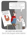 Cartoon: Die Empathie-Maschine (small) by Cloud Science tagged vr,virtuelle,realitaet,virtual,reality,datenbrille,brille,empathie,tier,tierschutz,rolle,avatar,immersion,tech,technik,technologie,simulation,digitalisierung,digital,ar,huhn,chicken,cartoon,zukunft,trend,wissenschaft