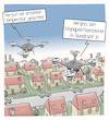 Cartoon: Drohnenüberwachung (small) by Cloud Science tagged drohne drohnen corona cornavirus überwachung gesundheit tracking fieberscan digitalisierung digital tech technik technologie covid19 epidemie luftüberwachung 1984 klopapier hamstern datenschutz ki