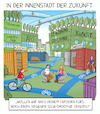 Cartoon: Innenstadt der Zukunft (small) by Cloud Science tagged innenstadt,stadtbild,einzelhandel,zukunft,städte,smart,city,umwelt,konsument,handel,pandemie,städtesterben,innovation,wandel,veränderung,online,digitalisierung,konsum,leben,begegnungstätte,vertical,farming,green,autofrei,fahrradweg,vegan,öko,lebensraum,kaufhaus