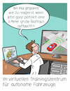 Cartoon: KI Simulation (small) by Cloud Science tagged ki selbstfahrendes auto autonomes fahren simulation testing training depp learning maschinelles lernen künstliche intelligenz fahrzeug autoindustrie daten it digitalisierung blattlaus entwicklung digital