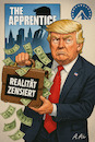 Cartoon: Reality kostet! (small) by Cloud Science tagged trump,paramount,gericht,zensur,medienkritik,realitytv,satire,karikatur,politik,geld,schweigegeld,wahrheit,zensiert,kritik,doku,tvshow,richter,showbiz,apprentice,skandal,ai,slop,genial