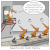 Cartoon: Smart Factory (small) by Cloud Science tagged smart factory fabrik intelligente zukunft vernetzung automatisierung roboter iot digitalisierung digital robotik produktion fliessband autonom kuka industrieroboter industrie40 tech technik technologie wirtschaft it computer konfiguration umrüsten losgröße logistik herstellung innovation kommunikation