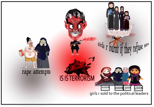 Cartoon: isis terrorisym (medium) by anupama tagged bruatal,acts,of,isis,terrorism