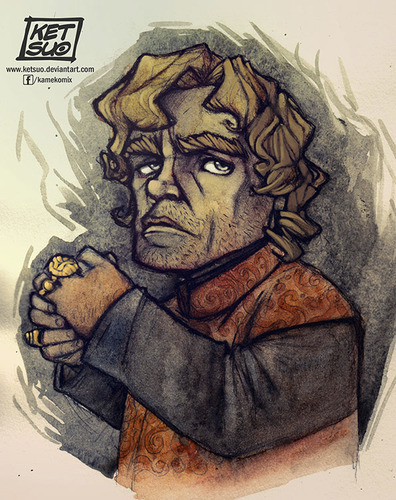 Cartoon: The Little Lion Man (medium) by ketsuotategami tagged lannister,tyrion,thrones,of,game,hbo,fantasy,epic