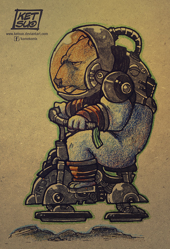 Cartoon: Space Bear (medium) by ketsuotategami tagged traditional,art,fantasy