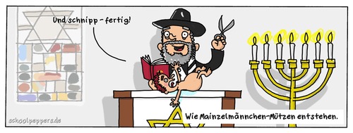 Cartoon: Schoolpeppers 123 (medium) by Schoolpeppers tagged judentum,bris,recycling,mainzelmännchen