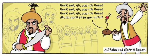 Cartoon: Schoolpeppers 187 (medium) by Schoolpeppers tagged ali,baba,40,räuber,märchen,orient