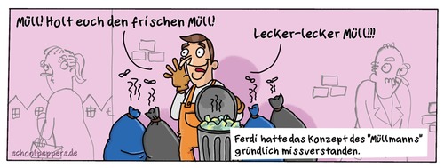 Cartoon: Schoolpeppers 235 (medium) by Schoolpeppers tagged müll,arbeit,job,missverständnis