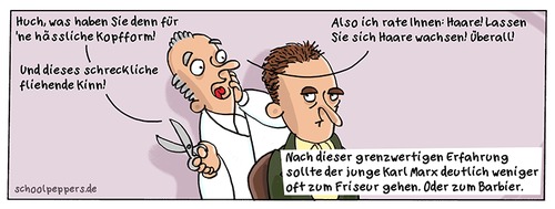 Cartoon: Schoolpeppers 277 (medium) by Schoolpeppers tagged friseur,marx,karl,promi