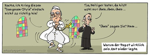 Cartoon: Schoolpeppers 289 (medium) by Schoolpeppers tagged religion,papst,kündigung,grund,internet