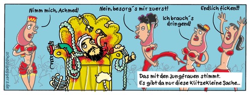 Cartoon: Schoolpeppers 99 (medium) by Schoolpeppers tagged selbstmord,attentäter,islamist,jungfrauen