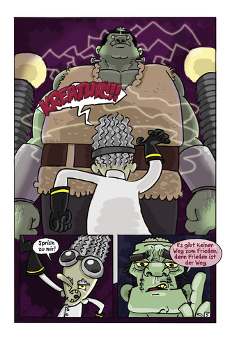 Cartoon: Der Golem des Grauens (medium) by Schoolpeppers tagged horror,frankenstein,blofeld,mabuse