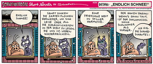 Cartoon: Schweinevogel Endlich Schnee (medium) by Schweinevogel tagged schwarwel,short,novel,funny,comic,comicstrip,schnee,winter,kalt,schneeflocken,flocken,welt,schneien,friedvoll,harmonie,tauen,tauwetter,wetter,schneeschaufel,schneeschieber