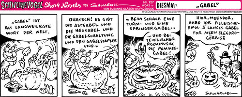 Cartoon: Schweinevogel Gabel (medium) by Schweinevogel tagged schwarwel,cartoon,witz,witzig,schwein,schweinevogel,iron,doof,sid,pinkel,gabel,kürbis,halloween