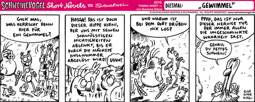 Cartoon: Schweinevogel Gewimmel (medium) by Schweinevogel tagged schwarwel,iron,doof,schweinevogel,comicfigur,comic,witz,cartoon,satire,short,novel,gewimmel,ansprache,vorhersagen,zukunft,nichtigkeiten,wahrheit