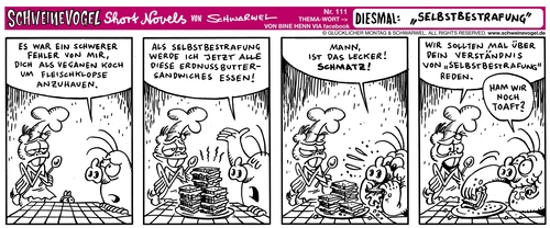 Cartoon: Schweinevogel Selbstbestrafung (medium) by Schweinevogel tagged cartoon,doof,iron,schwarwel,schweinevogel,funny,vegan,essen,kochen