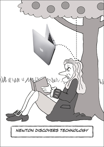 Cartoon: Newtons Apple (medium) by fonimak tagged newton,apple,physics,gravity,computer,digital,photoshop,wacom