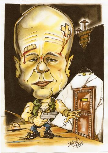 Cartoon: BRUCE WILLIS (medium) by DANIEL EDUARDO VARELA tagged scout