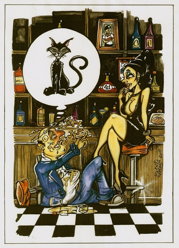 Cartoon: gato negro (medium) by DANIEL EDUARDO VARELA tagged maleficio