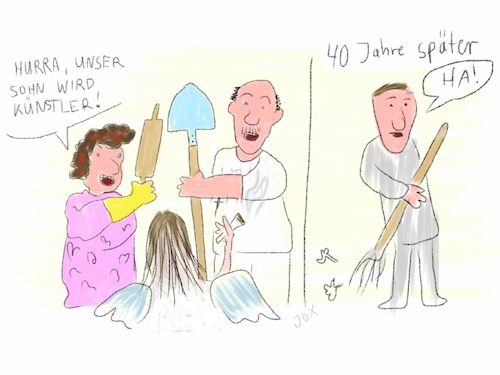 Cartoon: Damals Heute (medium) by joxol tagged künstler