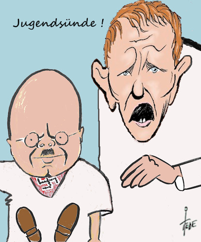 Cartoon: AfD- Jugendsünde (medium) by tiede tagged kalbitz,höcke,afd,jugendsünde,hdj,republikaner,tiede,cartoon,karikatur,kalbitz,höcke,afd,jugendsünde,hdj,republikaner,tiede,cartoon,karikatur